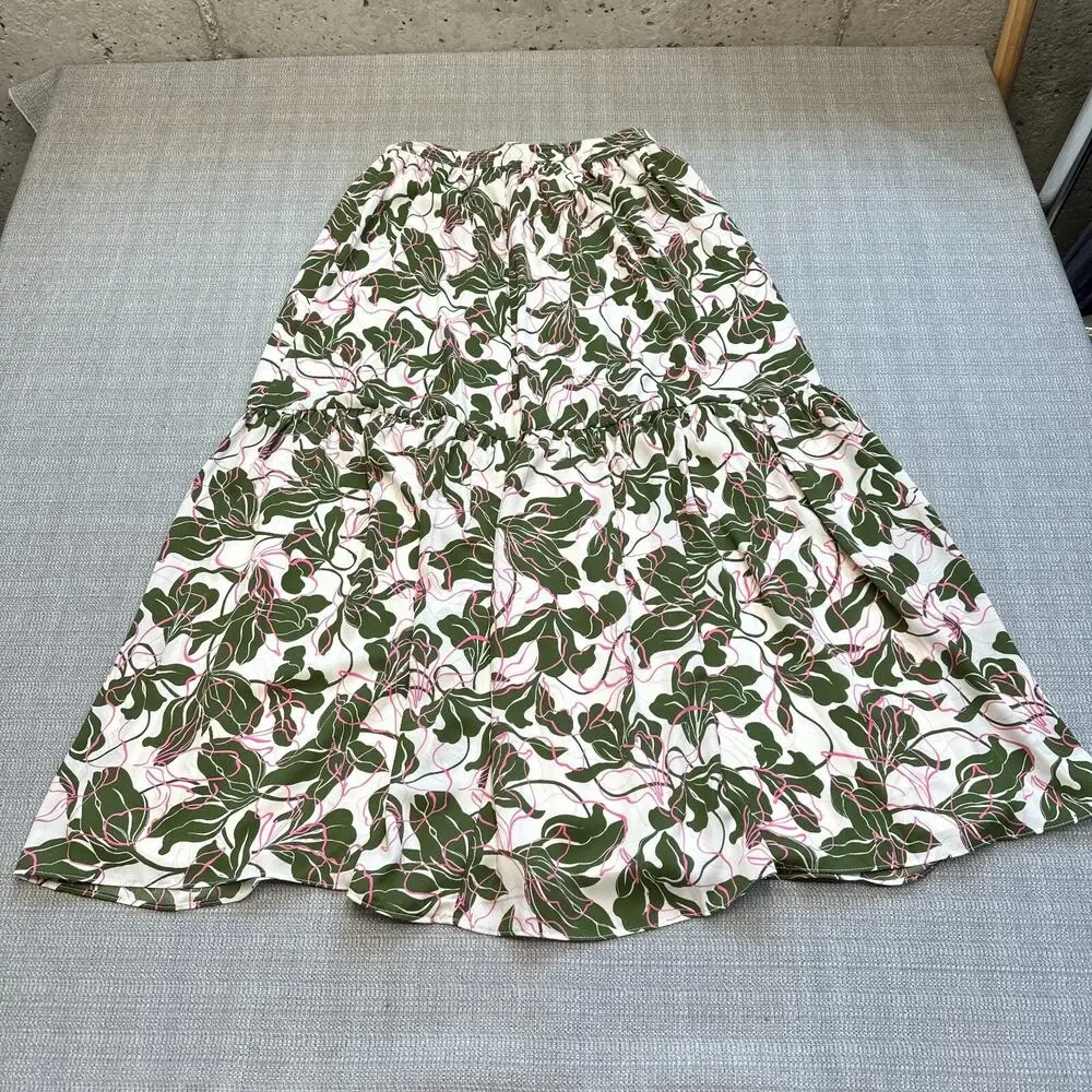 Nordstrom Parker Midi Skirt size 2 Tiered Hawaiian‎ Floral Lined Garden Fairy